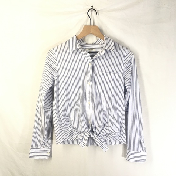 Madewell Bookend Stripes Tie Front Shirt - Picture 2 of 5